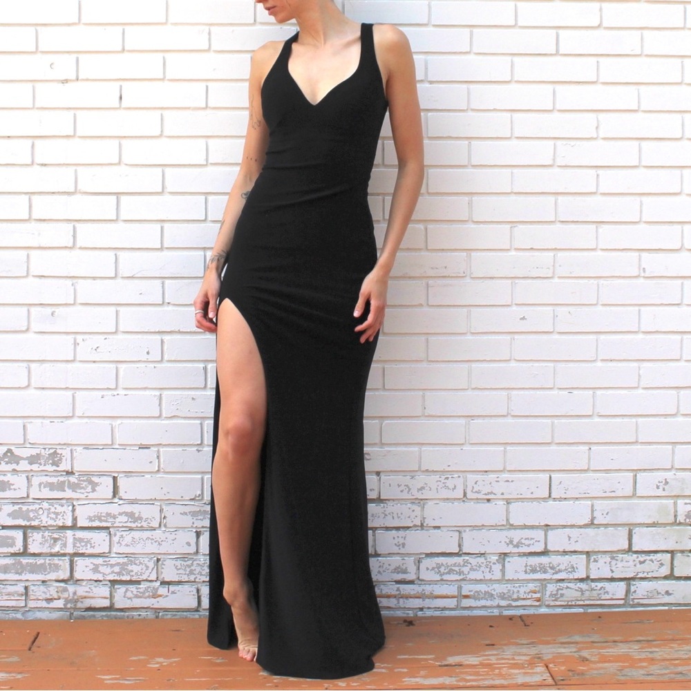 La Femme black maxi dress
